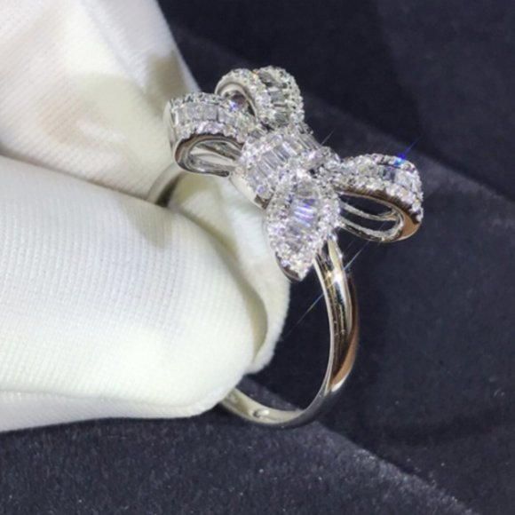 Women's Silver Sparkling CZ Bow Ring - Picture 2 of 5